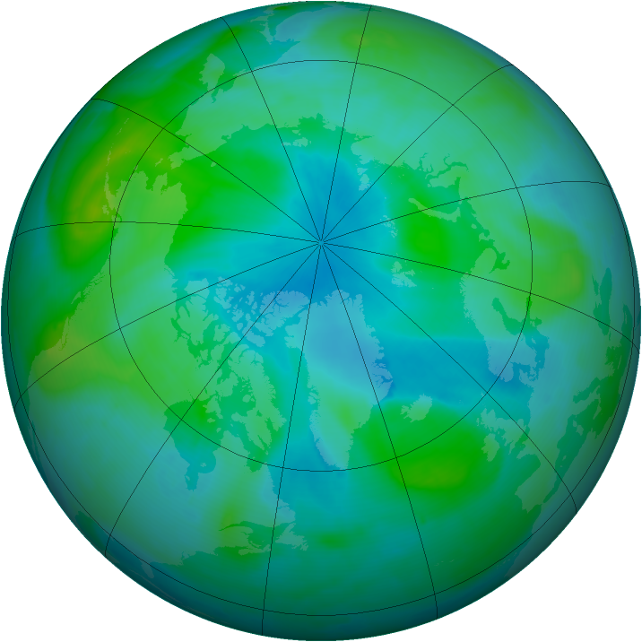 Arctic ozone map for 31 August 2008
